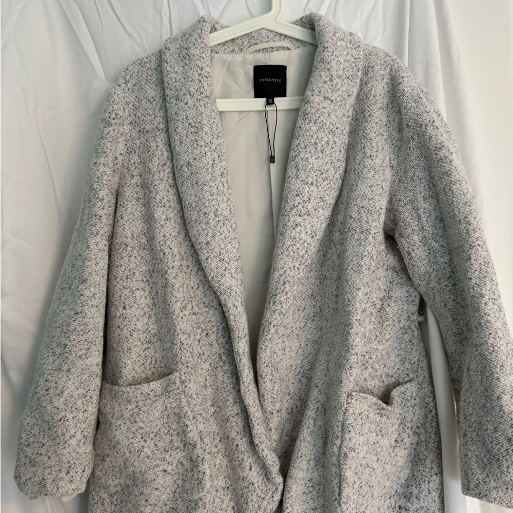 Dynamite Gray Teddy Jacket Plush Oversized Style